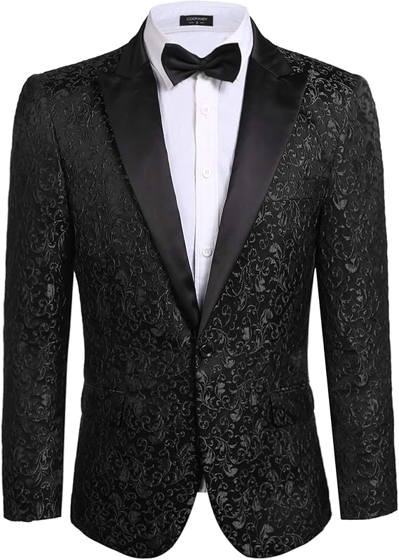JINIDU Men's Floral Party Dress Suit Stylish Dinner Jacket Wedding