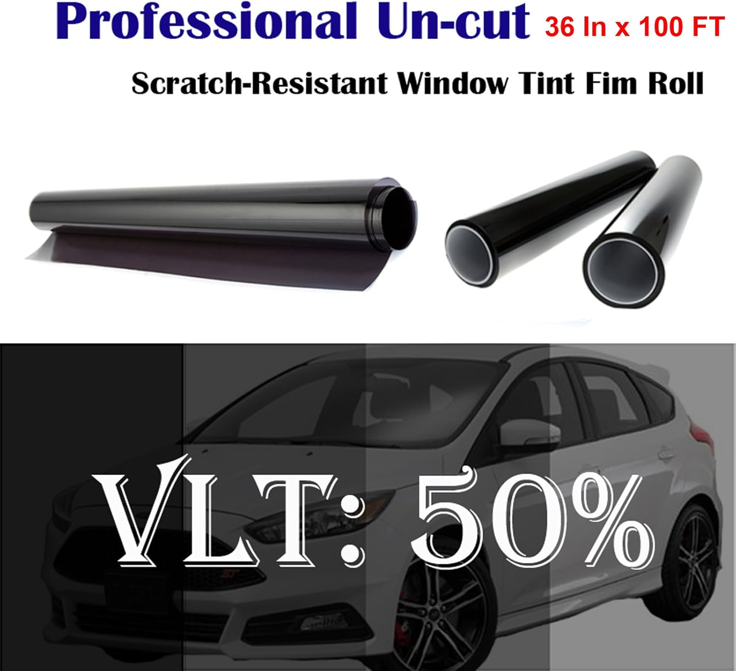 Mkbrother Uncut Roll Window Tint Film 50% VLT 36" in x 100' Ft Feet Car Home Office Glasss