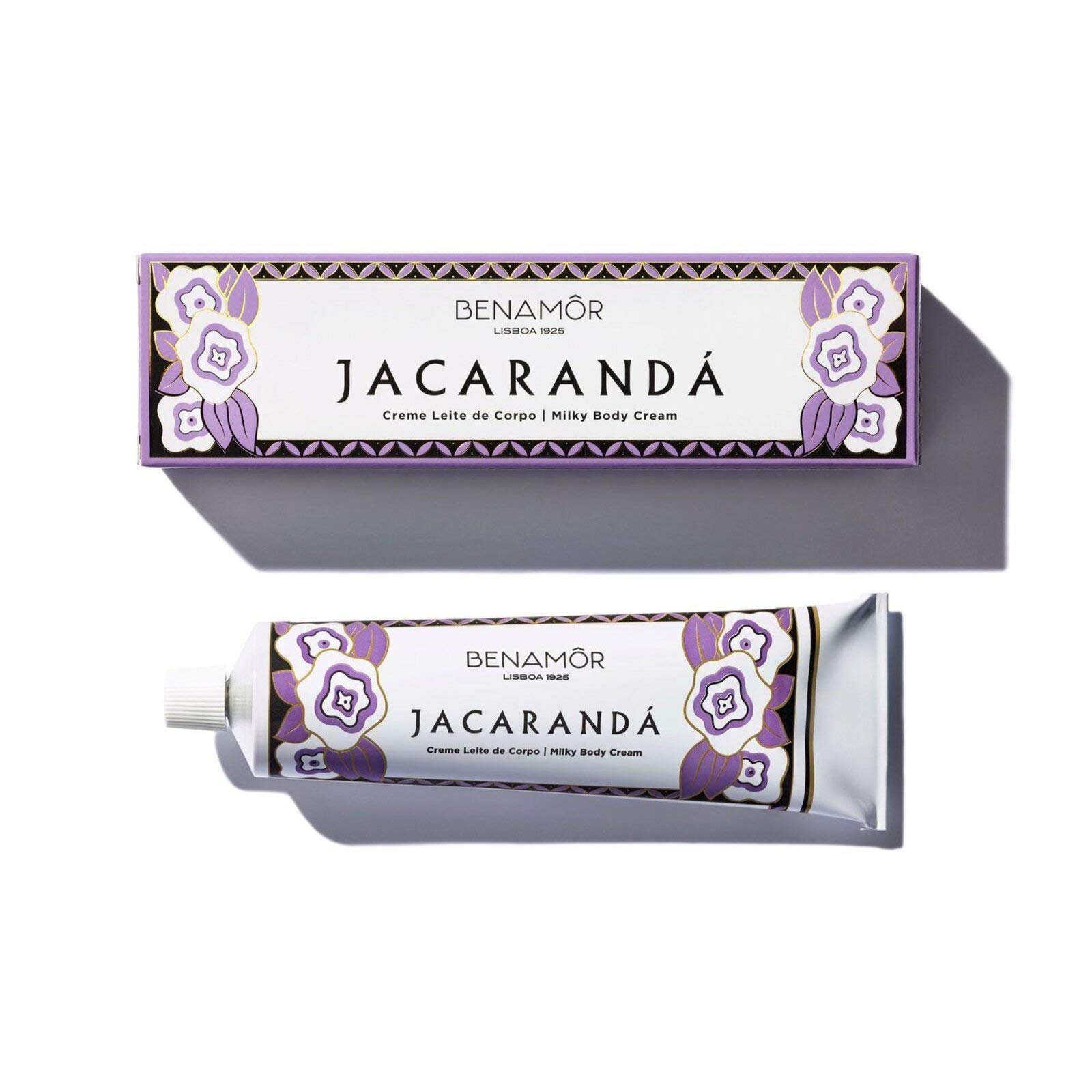 Benamôr - Jacarandá Milky Body Cream - Hydrating, Calming and Smoothing Body Care - Moisturiser with Floral Essences, Aloe Vera, Castor Oil - Paraben Free - 150 ml Tube