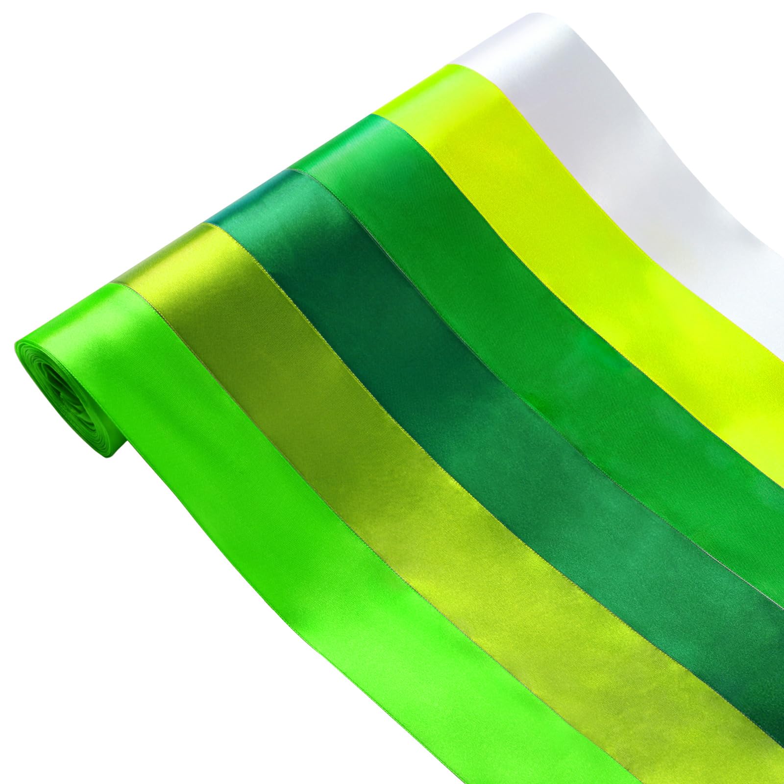 Surflyee 6 Rolls 50MM Wide Green Satin Ribbons, 60M Thick Ribbon Wide, Ribbons for Gift Wrapping, Crafting, Wedding Cars, Hair Bows, Party Background Decoration