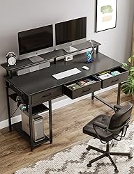 Rolanstar Computer Desk with Power Outlets & LED