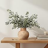 Geniff 5.5-Inch Terracotta Ceramic Flower Vase, Rustic Farmhouse Boho Pottery for Home Decor, Table, Shelf & Mantel