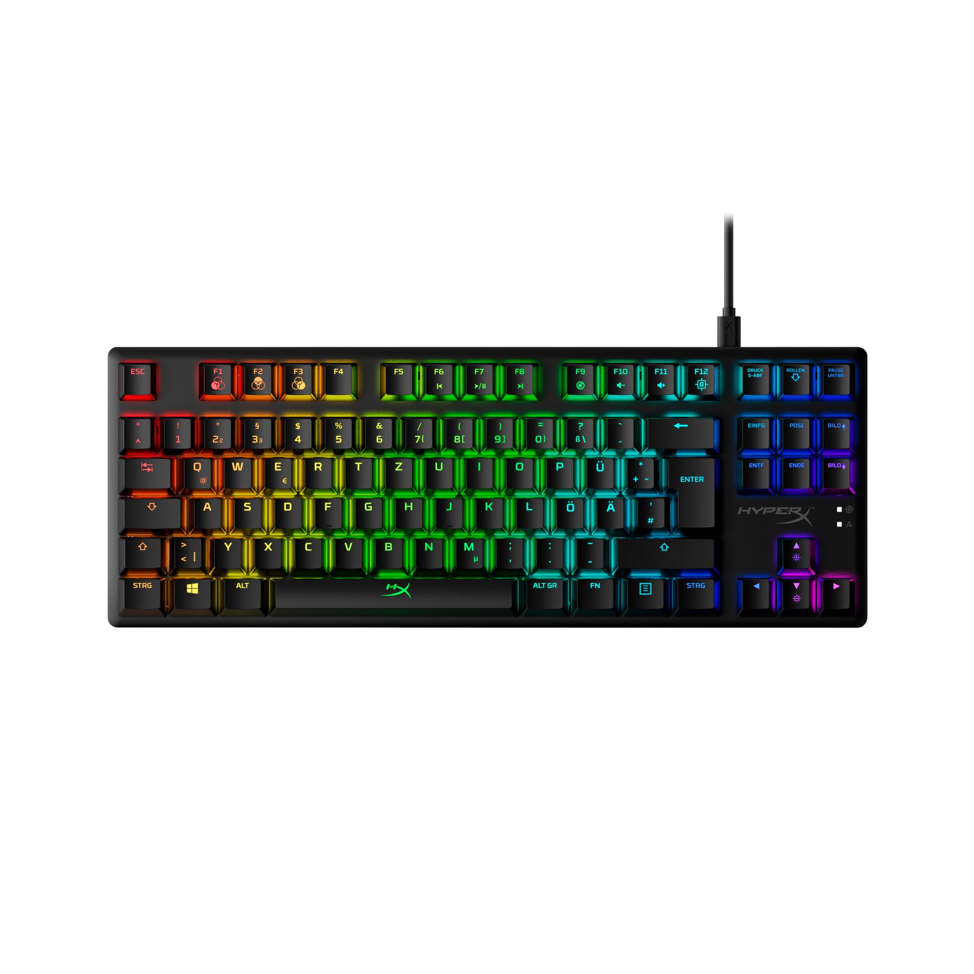 HyperX Alloy Origins Core – Mechanische Gaming-Tastatur (TKL, ohne Nummernblock) – HyperX Red Switch (linear) – RGB Beleuchtung – USB‑C (abnehmbar) – Deutsches QWERTZ DE‑Layout – Schwarz