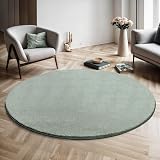 the carpet Relax Modern Fluffy Round Rug 120 cm Green Non Slip Washable