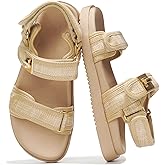 Project Cloud 100% Genuine Leather Platform Sandals Women Footwear - Comfortable Strappy Summer Sandals for Women 2026 - Memory Foam and Non-Slip Beach Slides (Mona, Raffia, 11)