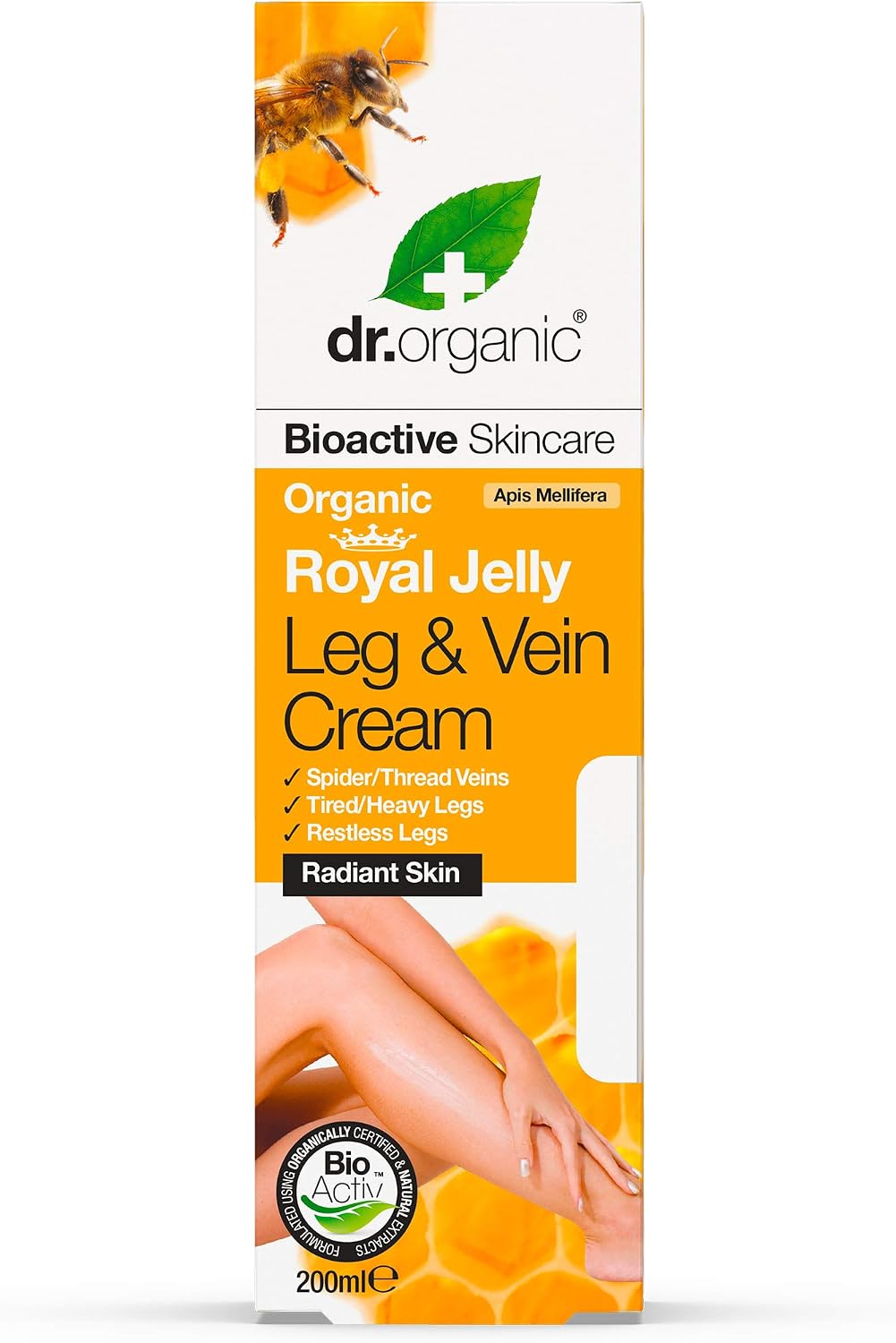 Dr Organic Skin Expert Leg & Vein Cream with Organic Royal Jelly, Moisturising, Heavy Legs, Natural, Vegetarian, Cruelty-Free - Image 3