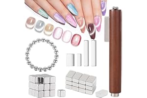 JFIYUOMCI 64Pcs Cat Eye Nail Magnet Set, Magnetic Nail Polish Magnet, Cat Eye Magnet for Nails, 3 IN 1 Magnets For Cat Eye Gel Polish, Cateye Nail Design Tools for DIY Nail Decoration Kit