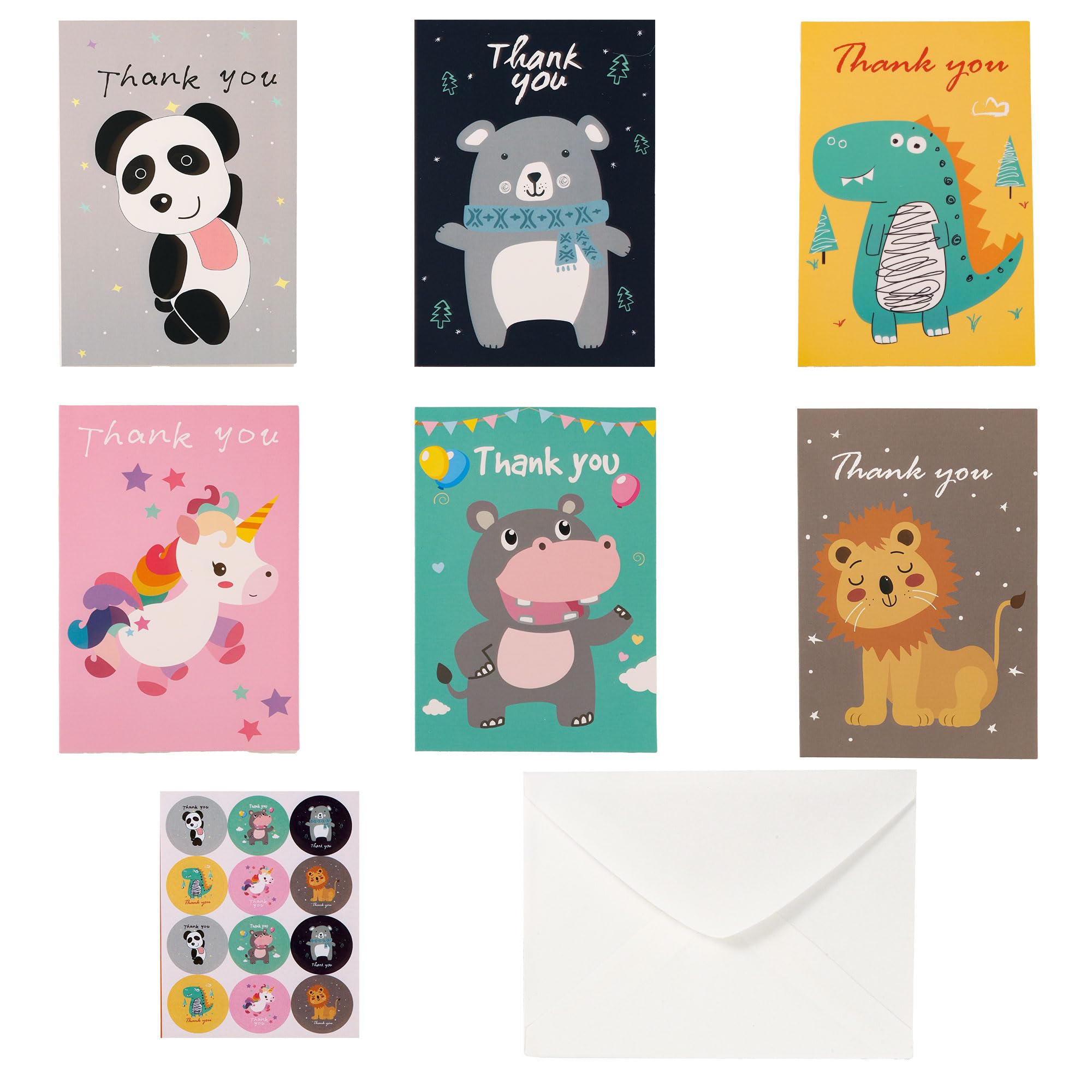 Gyufise 36Pcs Jungle Animal Theme Thank You Cards Thank You Notes with 36Pcs Envelopes and Stickers Baby Shower Thank You Cards Wedding Thank You Cards for Wedding Baby Shower Bridal Shower — image 1