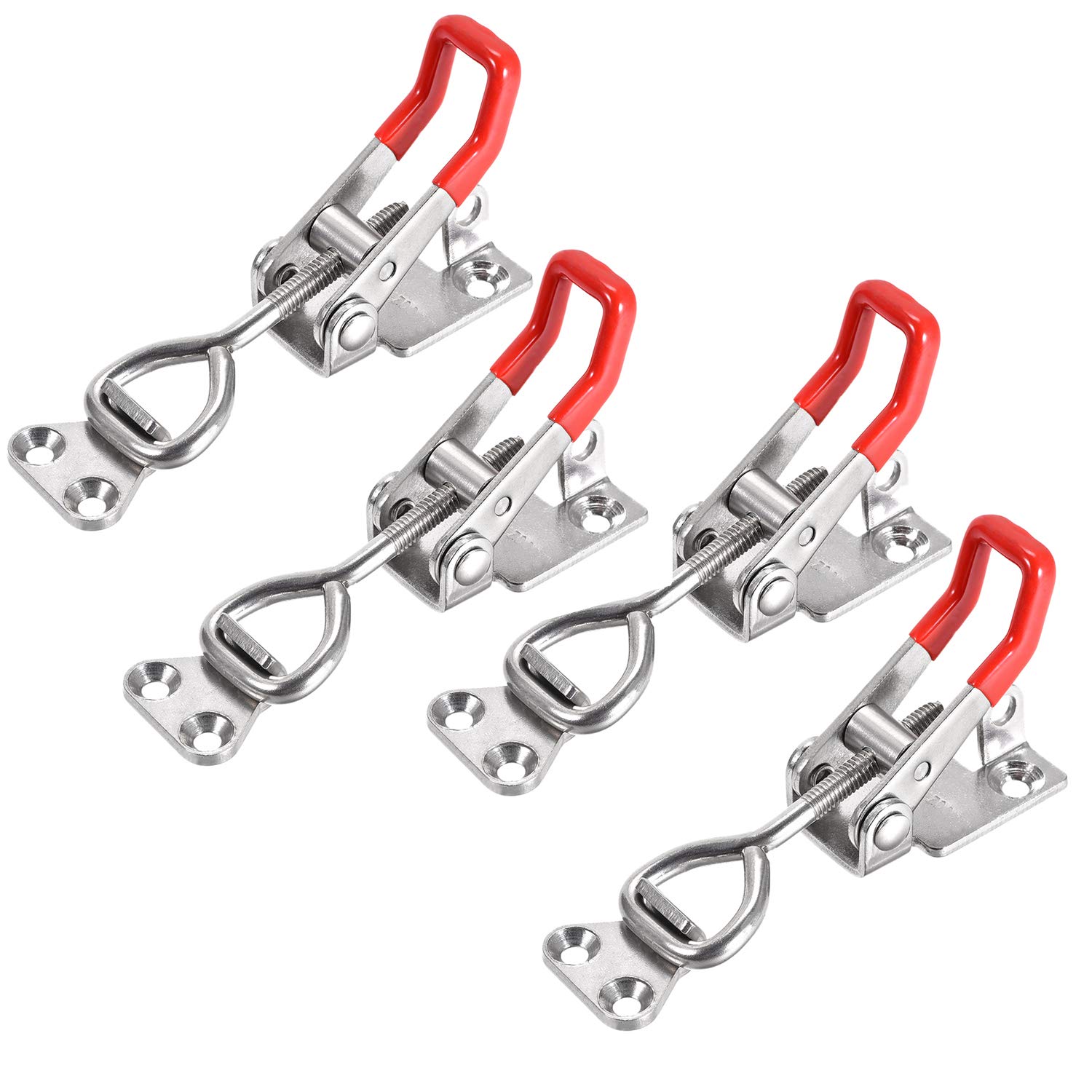 Adjustable Toggle Clamp，4pcs 180Kg/ 395LbsToggle Latch Quick Release Pull Latch Metal Adjustable Door Cabinet Box Case Toggle Latch Hasps for Trunk and Closet (GH4002-1)