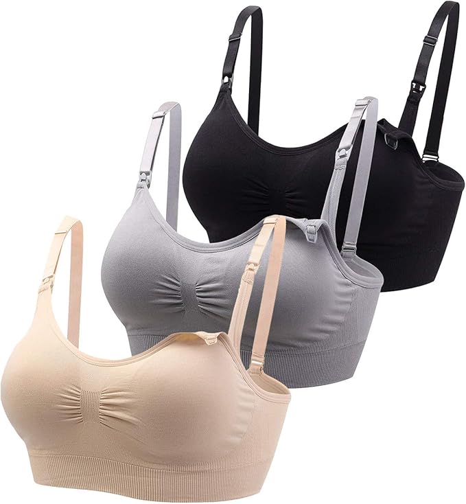 QooNoo Still BH Ohne Bügel - Baumwolle Schwangerschafts BH Mit Stillclips