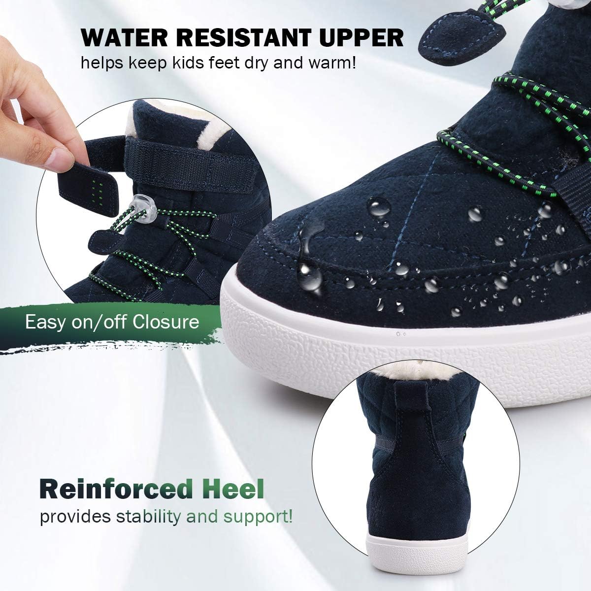  | UOVO Boys Snow Boots Boys Boots Winter Boots for Kids Waterproof Winter Snow Boots for Boys Warm Slip Resistant Outdoor (Little Boys/Big Boys) | Snow Boots