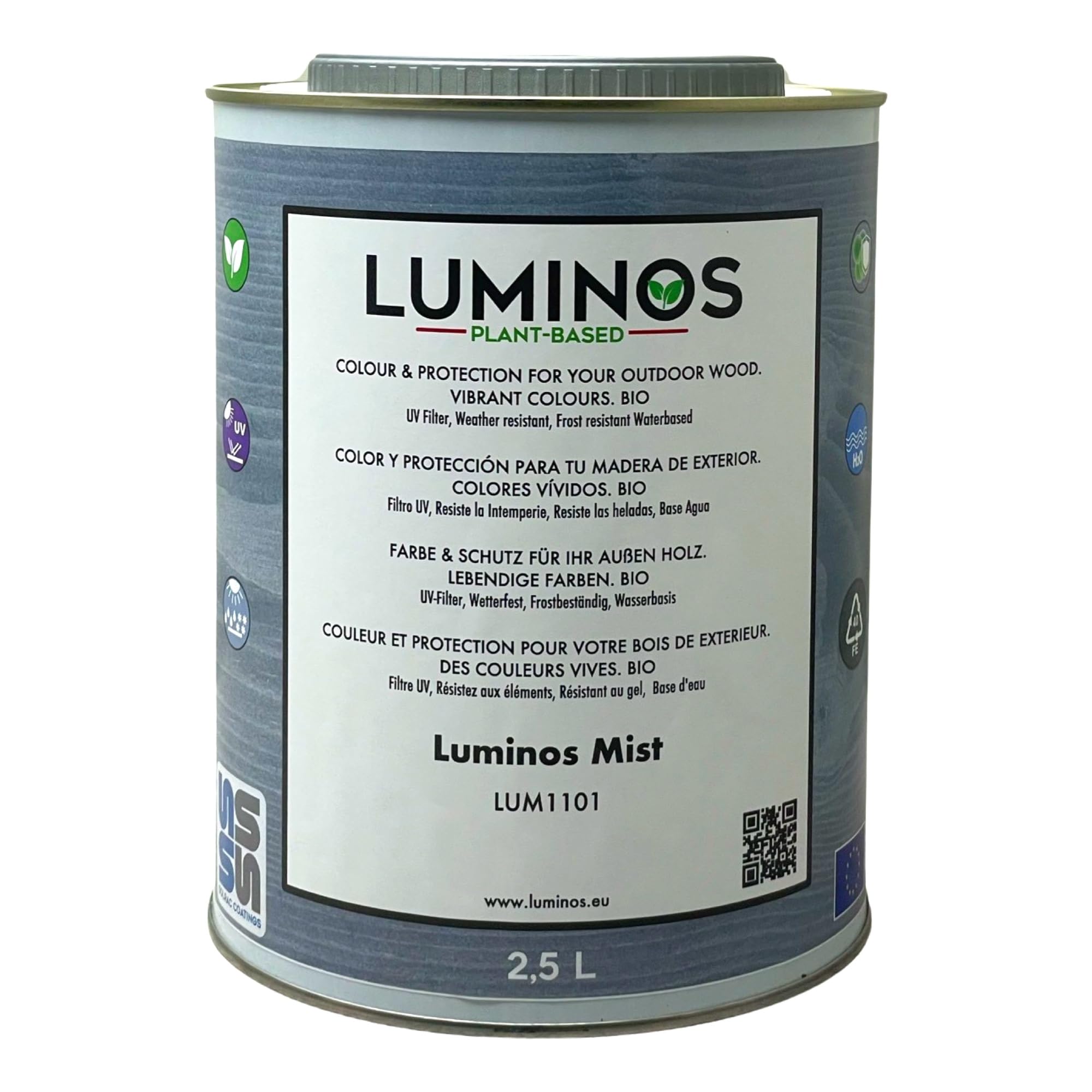 Luminos LUM1101 - Mist - Water-Based Wood Stain Protector BIO - Grey 2,5L