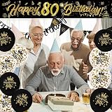 Yontree 14 Pieces 80th Birthday Decorations Kit Gold Black Banner Balloons view 6