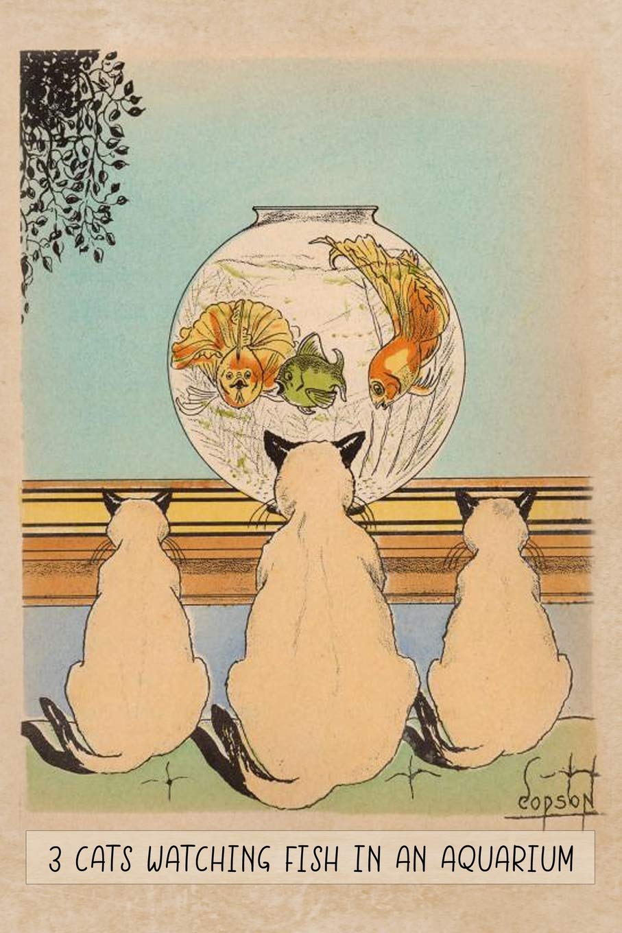 cats watching fish