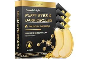 AVJONE 24K Gold Eye Mask Puffy Eyes and Dark Circles Treatments – Relieve Pressure and Reduce Wrinkles, Revitalize and Refresh Your Skin 30 Pairs