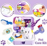 HERSITY Kids Vet Kit Dog Grooming Toy Playset 16 Pcs Carrier Backpack view 3