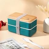 Sinnsally 1400ml Bento Box Lunch Box Stackable Leak-Proof Nordic Green view 5