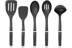 KitchenAid - Kitchen Utensils Set, 5-Piece Set Includes Ladle, Slotted Spoon, Basting Spoon, Short Tuner, and Slotted Turner