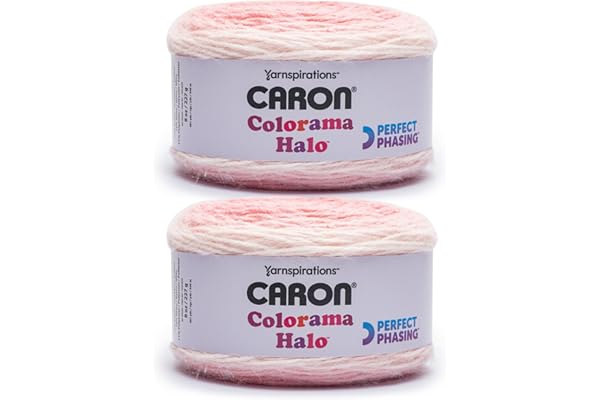 Caron Colorama Halo Cake Caron Rose Frost Yarn - 2 Pack of 8oz/226.79g - 71% Acrylic,18% Nylon,11% Polyester - #5 Bulky - 60 Yards for Knitting, Crocheting & Crafts