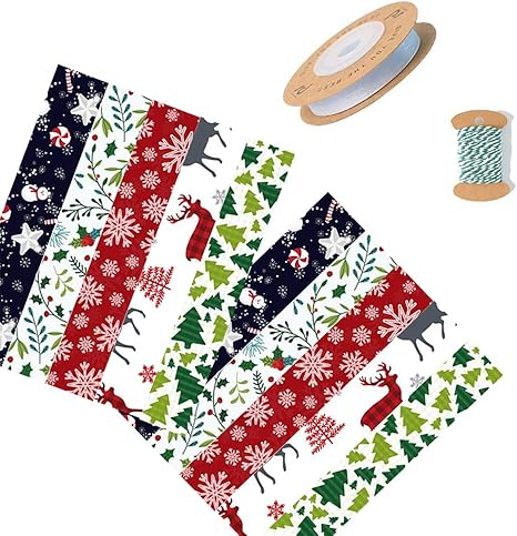Amazon Co Jp クリスマスカードの包装紙セット 紙プラスチック材料 5つの異なるデザインの手工芸品の滑らかな表面 ホリデーギフトに最適 ホーム キッチン