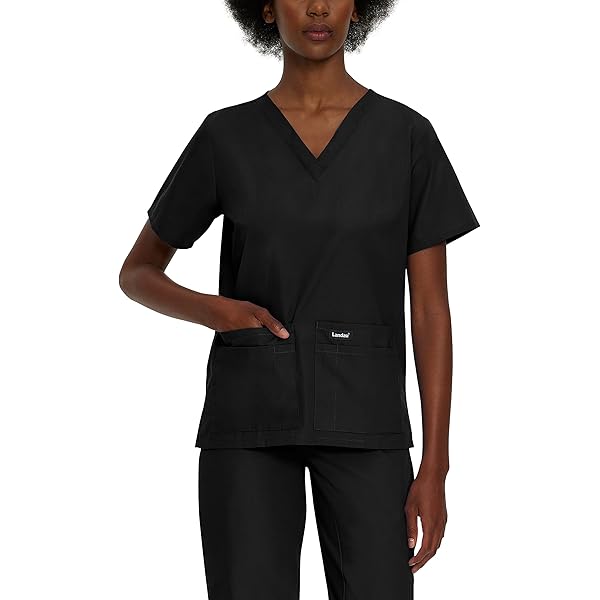 Black Scrub Jacket Landau Women's Relaxed Fit Snap-Front Scrub