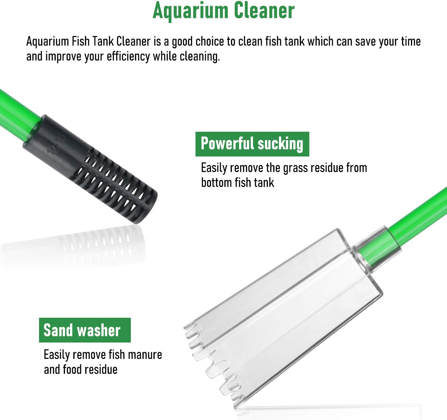 Coolty Aquarium Gravel Sand Cleaner, Fish Tank Vacuum Siphon Water