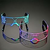 Oybete 2 Pairs Light Up Glasses For Party LED Glasses For Adults Kids Futuristic Sunglasses Cosplay Costume Glow In Dark Accessories (Concise style)