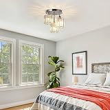 Rayofly 3-Lights Crystal Ceiling Light Chrome Semi Flush Fixture view 8