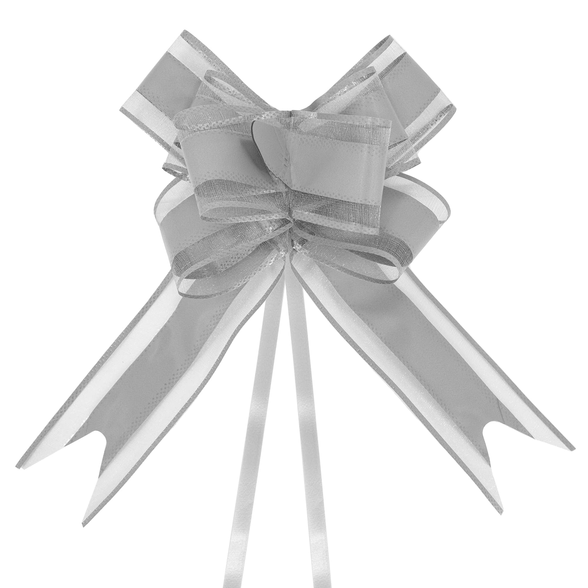 Time to Sparkle 20 PCS Pull Bows 16cm Large Organza Pull Bow Gift Wrapping Bows Present with Ribbon for Wedding Party Christmas Valentine's Day Silver