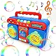 Bubble Machine, Portable Automatic Bubble Machine for Kids, 5000+ Bubbles/Min，Bubble Toys with Music & Light, Indoor/Outdoor Games Birthday Party, Best Gift for 3 4 5 6 7 8 Year Old boy-Blue