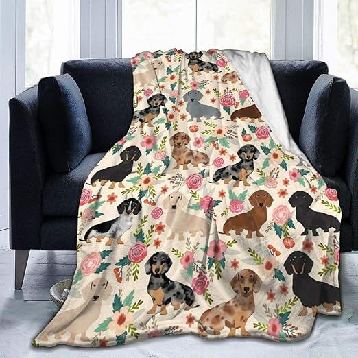 dachshund print blanket