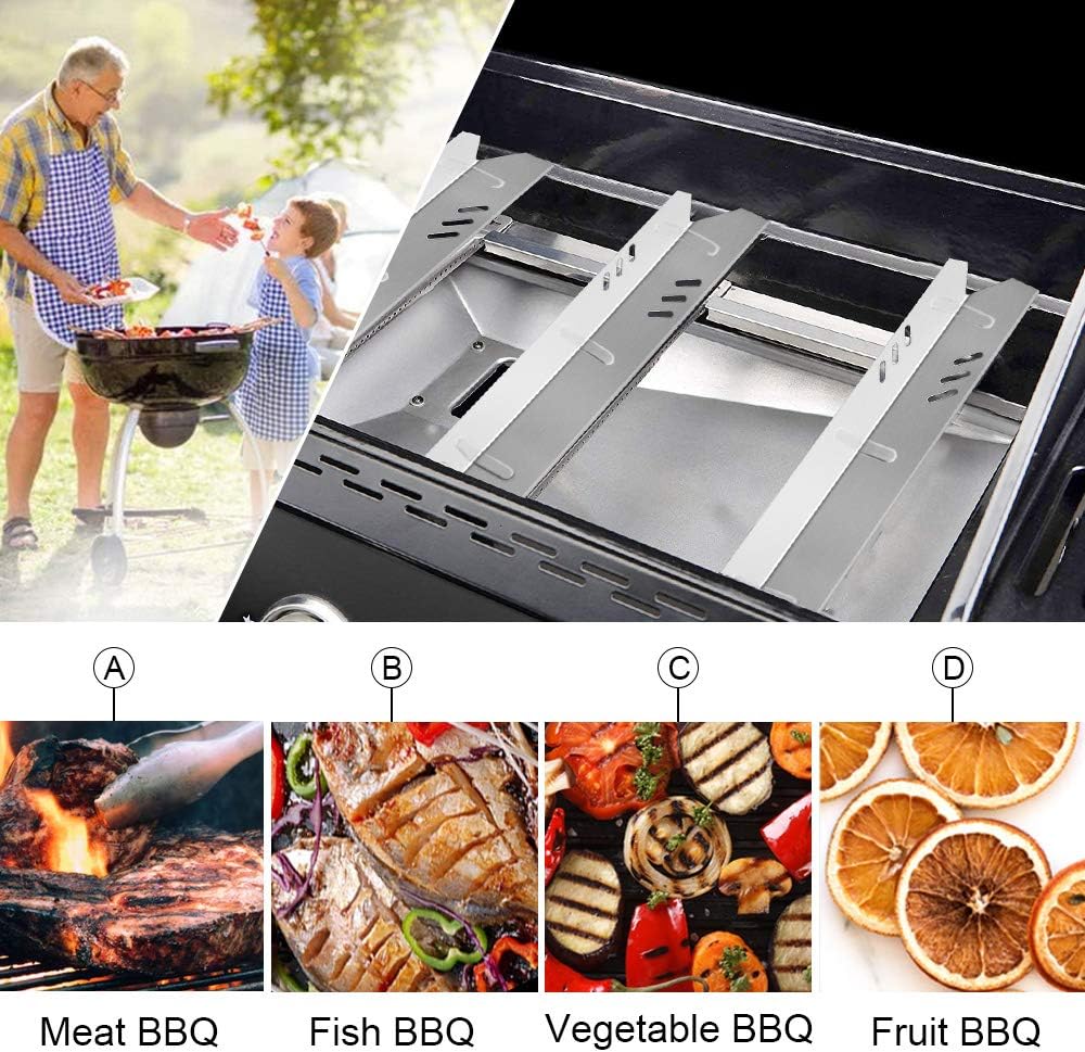 BBQ funland SH1591 (4-pack) Stainless Steel Heat Plate for Gas Grill Models Uniflame GBC1059WB, Backyard BY13-101-001-13, DynaGlo, Better Home&Garden, 15 inch Heat Shield Tent Flame Tamer Burner Cover : Garden & Outdoor