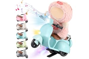 Simgoing 1 Pcs Doll Scooter Doll Vehicles Mini Electric Scooter with Music & Lights Could Rotate 360° Dolls Accessories Cute Scooters Ornaments Battery Not Included (Blue)