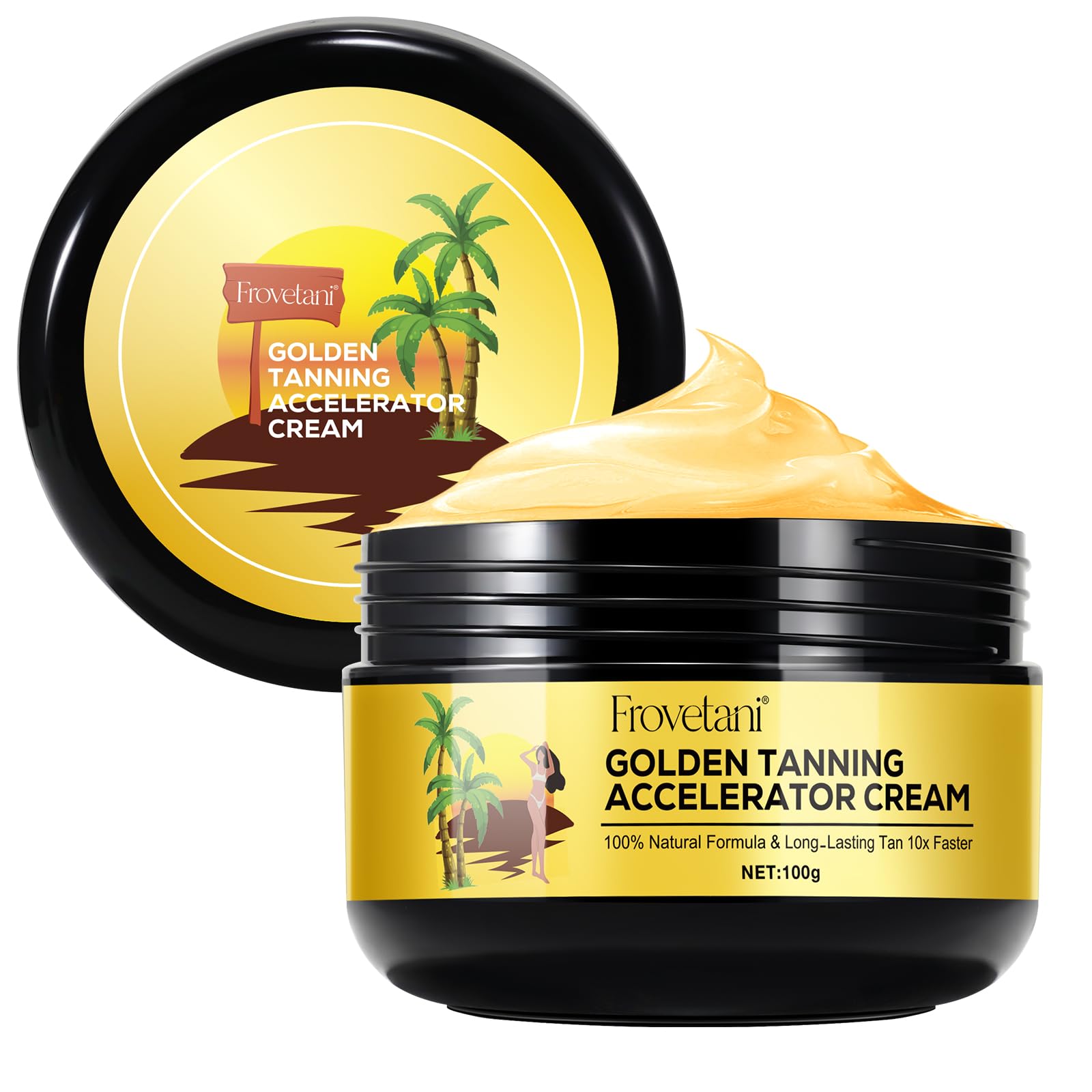 Sunbed Tanning Accelerator Cream, 100g Golden Tan Accelerator for Sunbed Use & Natural Tanning, Super Effective in Outdoor Sun, achieve a Long-Lasting Rapid Self Tanning with Natural Ingredients