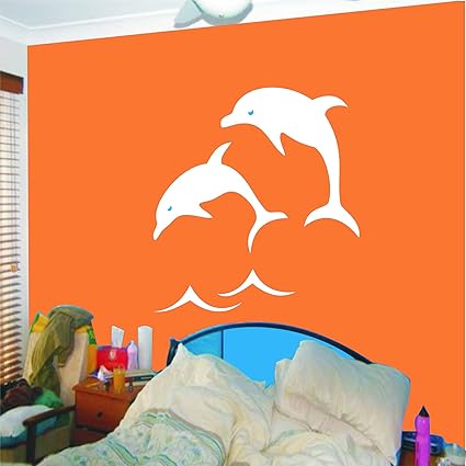 Kayra Decor Dolphins Reusable DIY Wall Stencil Painting for Home Decor (Plastic Sheet, 16inch X 24 Inch), Clear