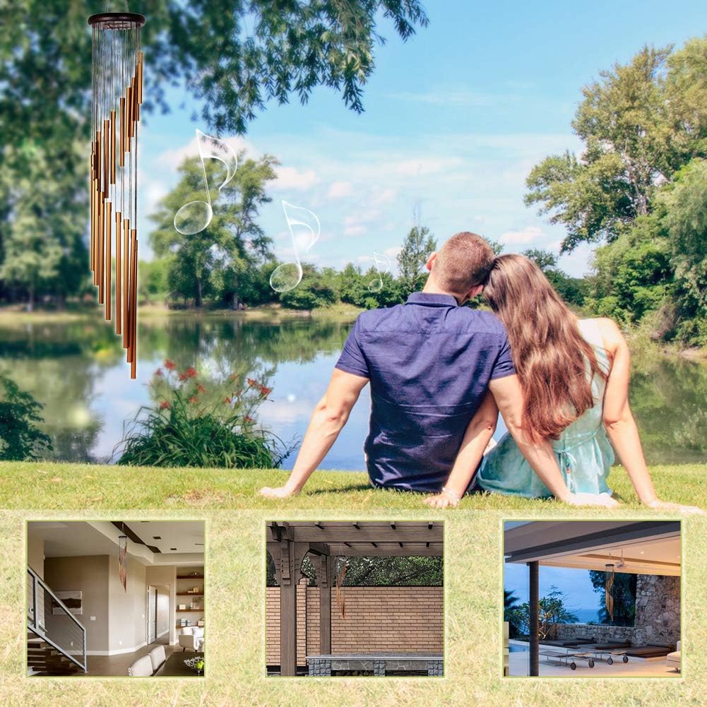 Epartswide Wind Chimes Outdoor, Large Wind Chimes, 36" Garden Chimes with 18 Aluminum Alloy Tubes and 3 S Hooks for Garden Patio Decor(Golden) : Garden & Outdoor
