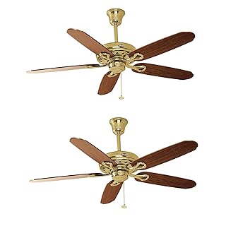 Usha International Hunter Savoy CF 1320 mm Ceiling Fan (Bright Brass) Pack of 2