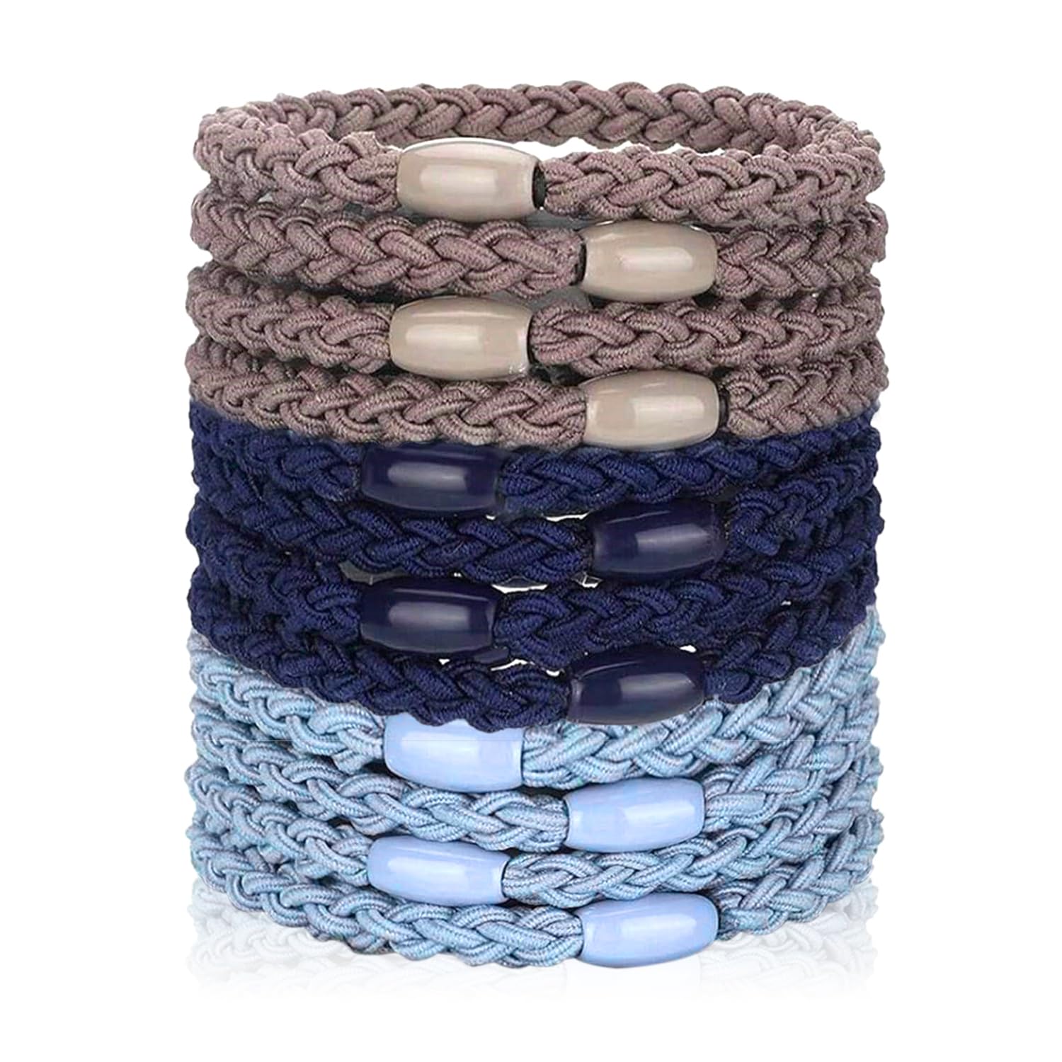 12 Pcs Boho Hair Ties, Boho Hair Bobbles for Women and Girls Stretch Ponytail Holders Elastic Hair Ties Bracelets No Damage Dark Hair Tie for Thin Hair/Thick/Medium/Long Hair (Blue) — image 1