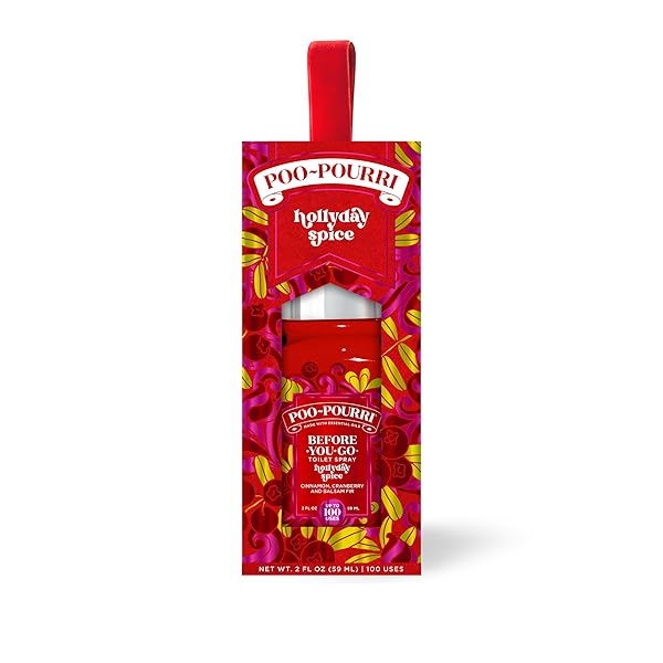 POO-POURRI BEFORE-YOU-GO TOILET SPRAY, HOLLYDAY SPICE, 2 FL OZ – CRANBERRY, CINNAMON, AND BALSAM FIR, 1 COUNT (PACK OF 1)