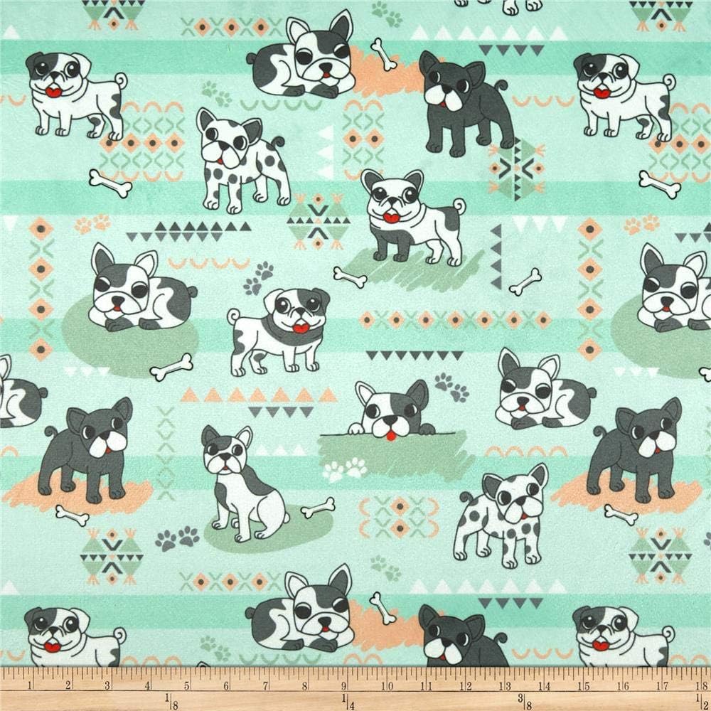 EZ Fabric Minky Pups Rule Pups Rule Sage, Fabric by the Yard