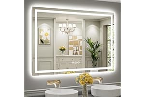 BRIIVUE 60x40 Inch LED Bathroom Mirror with Lights, Backlit & Front Lit, Anti-Fog Lighted Bathroom Vanity Mirror for Wall, Memory Function, Dimmable, HD Tempered Glass, Shatter-Proof