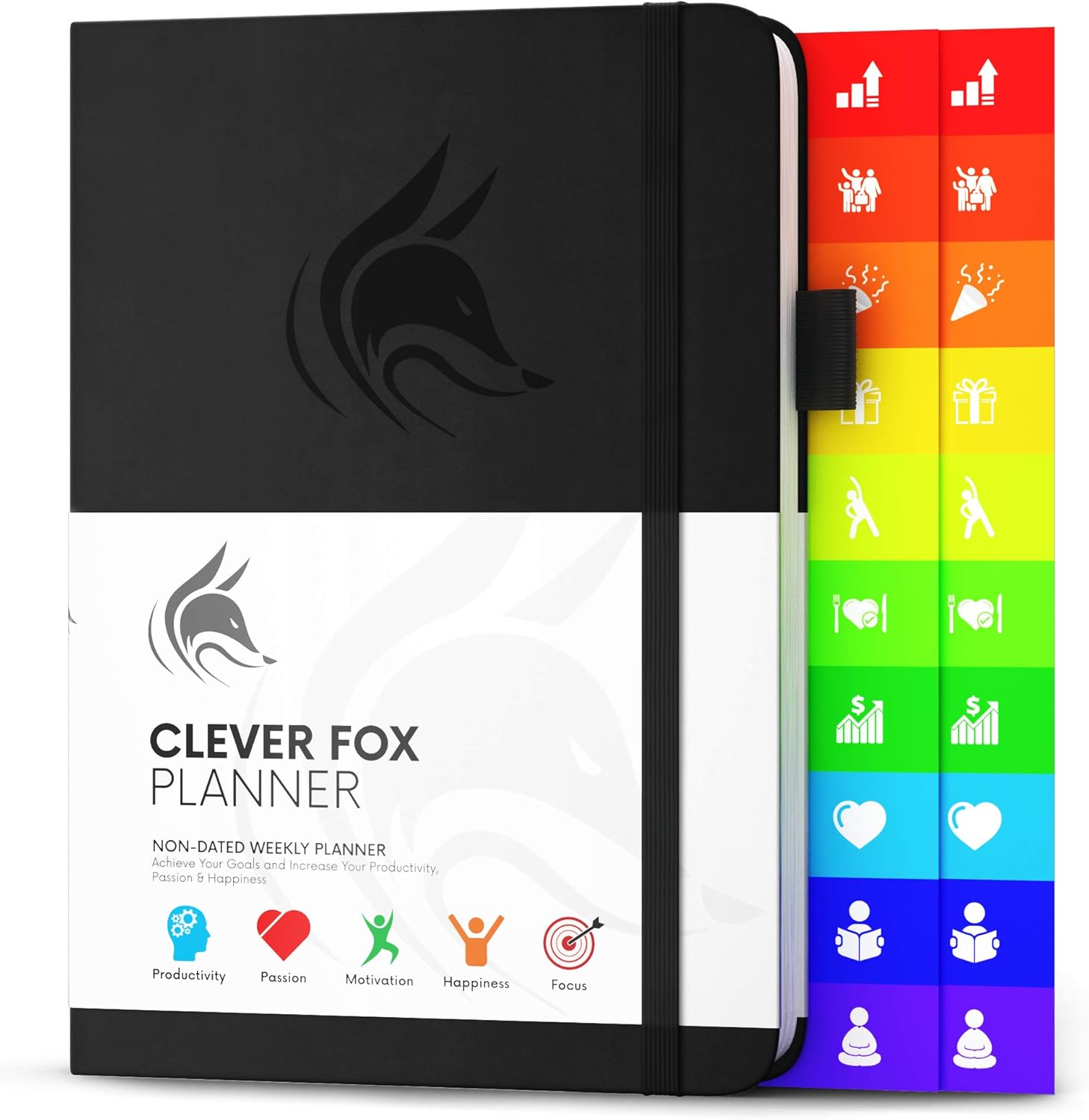 Clever Fox Planner - Undated Weekly & Monthly Organizer Journal for Productivity Time Management & Goals - A5 (Black)