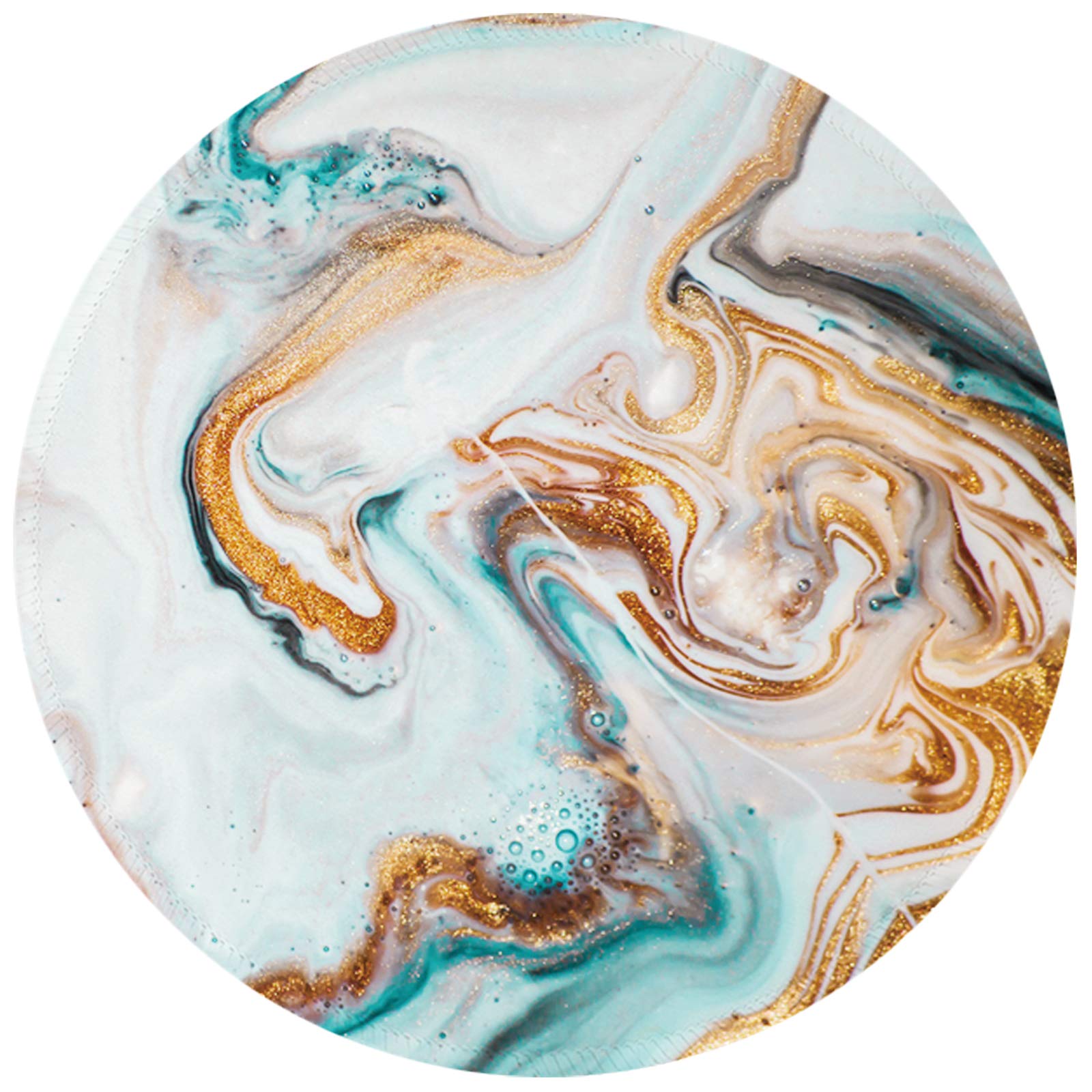 ITNRSIIET Mouse Pad with Stitched Edge,Mouse Mat Premium-Textured, Waterproof, Non-Slip Rubber Base Round Mousepad for Laptop Computer PC Office, Cute Design Desk Accessories,Marbling Green Gold