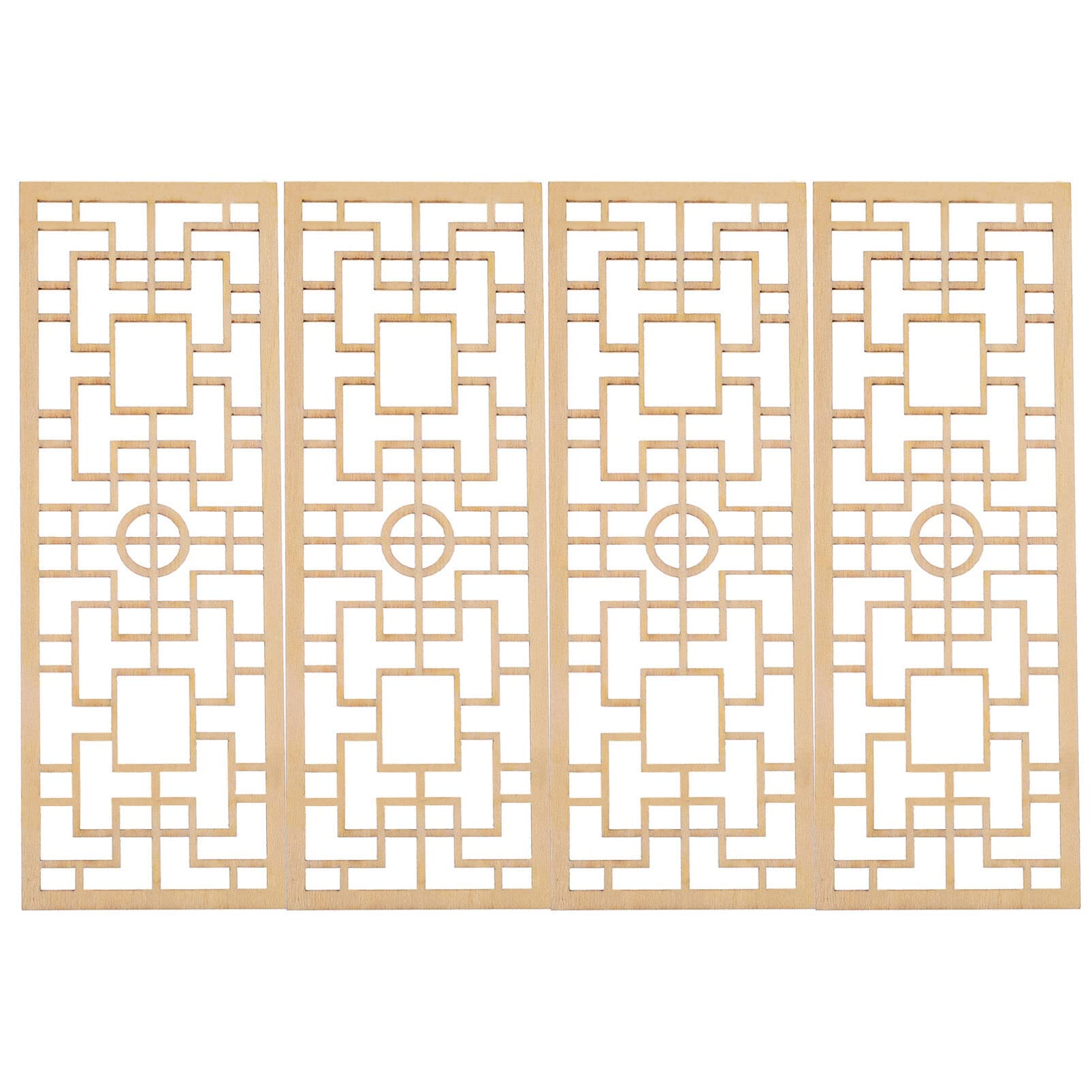 ifundom 4Pcs Mini House Screen Model, Chinese Style Miniature Furniture Wood Windows Screen, Miniature Decorative Screen for Dollhouse Room Decor, 11.8cm x 4.2cm