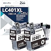 LCL LC401 LC401XL Black High Yield Ink Cartridge Replacement for Brother LC401BK LC401XLBK Replacement for MFC-J1010DW MFC-J1