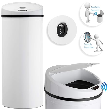 Kesser Sensor Mülleimer ? Automatik ? Abfalleimer ? Abfall | Edelstahl | Farbe: WEIß | Größe: 56 L