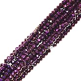 1600 Pcs Faceted Glass Beads, 10 Strands 3 mm Round Crystal Beads for DIY Jewelry Making-Purple