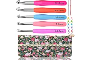 WOOCRAFTS Size 6.5mm 7.0mm 8.0mm 9.0mm 10.0mm Crochet Hooks Set Ergonomic Grip Soft Handles Aluminum Crochet Hook Size K L M N/P in Case