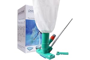 POOLWHALE Upgrades Pool Spa Pond Mini Jet Vac Vacuum Cleaner w/Brush, Bag,6 Sections Telescopic Pole of 56.5" and Handle