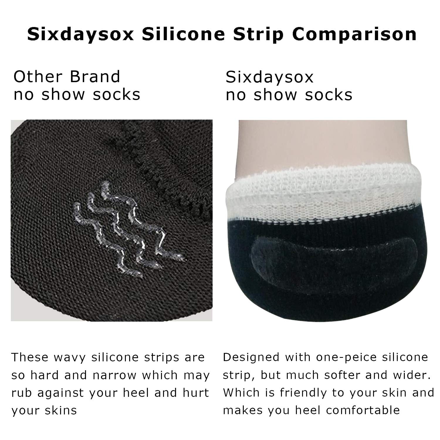 SIXDAYSOX Men\'s No Show Odor-Resistant Non Slip Socks Ankle Low Cut socks Shoe Size 6-11 Pack of 8